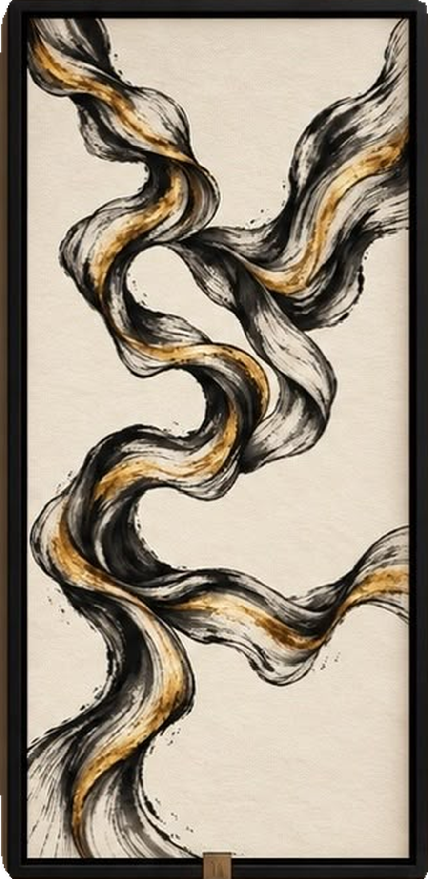 The Golden Thread — Abstract Ink Wall Art Printed Canvas (60 × 90 cm)