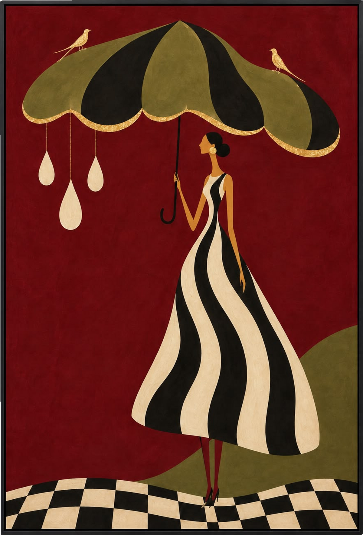 The Rain Keeper (Stone) — Figurative Wall Art Printed Canvas (60 × 90 cm)