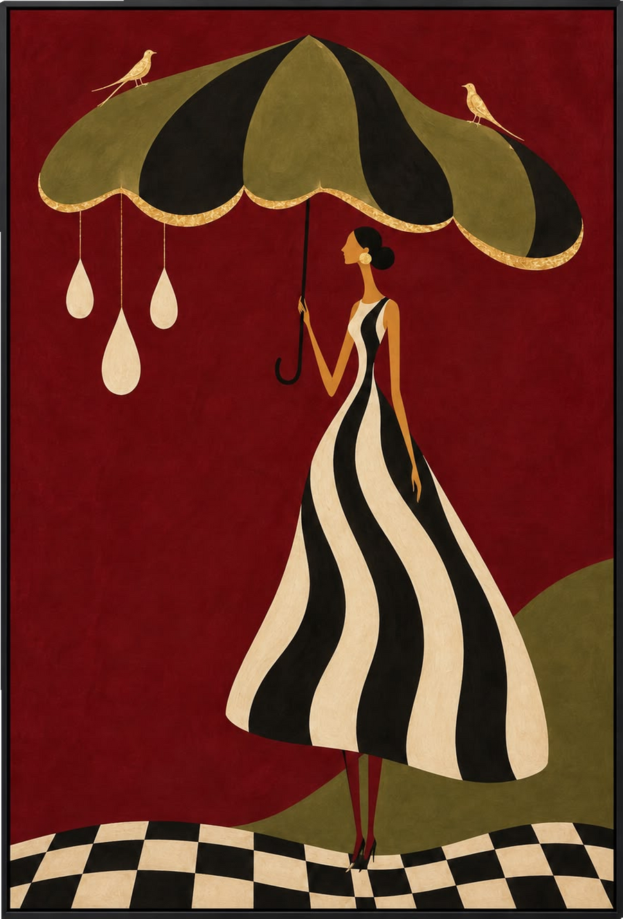 The Rain Keeper (Stone) — Figurative Wall Art Printed Canvas (60 × 90 cm)