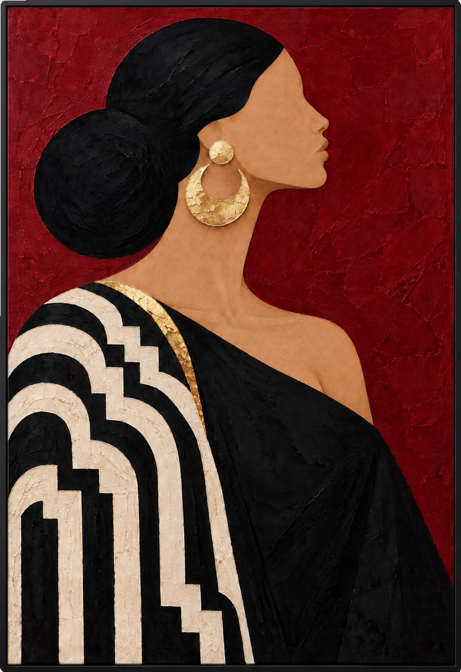 The Golden Crescent — Textured Portrait Wall Art Printed Canvas (60 × 90 cm)