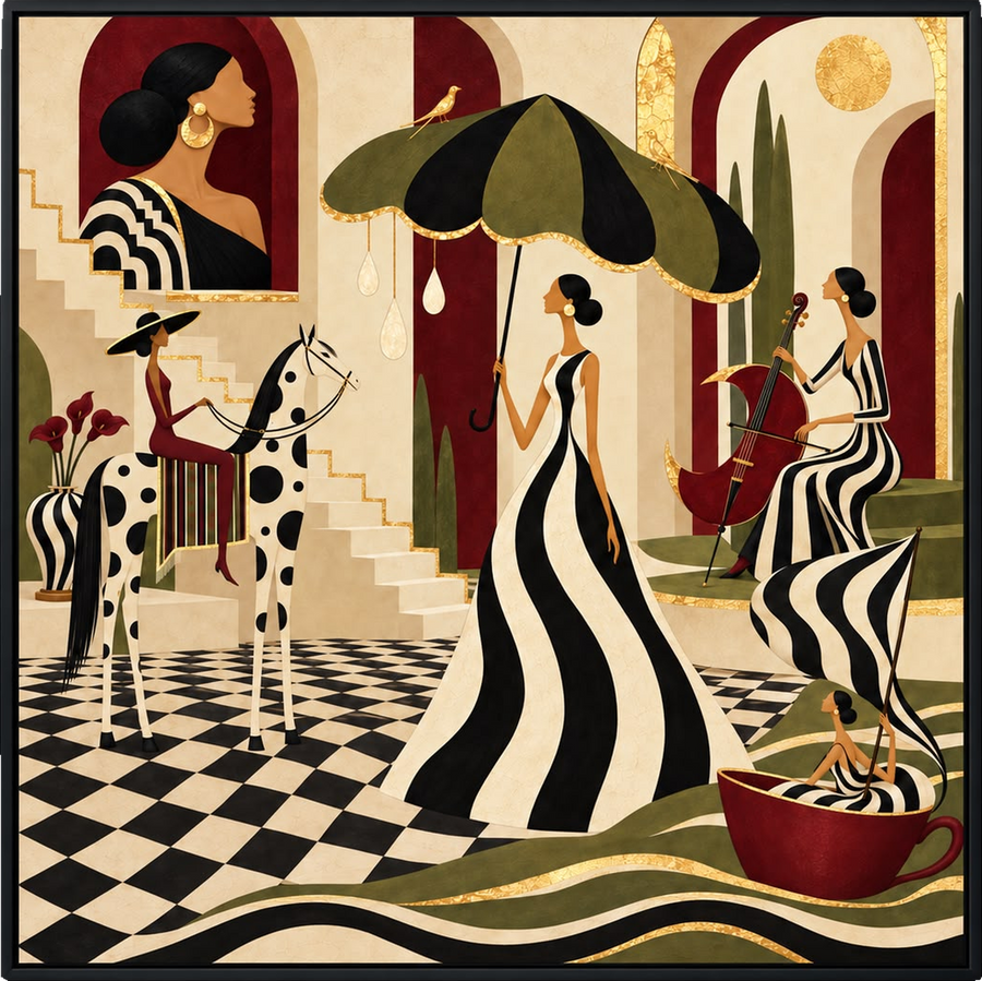 The Grand Promenade — Figurative Wall Art Printed Canvas (150 × 150 cm)
