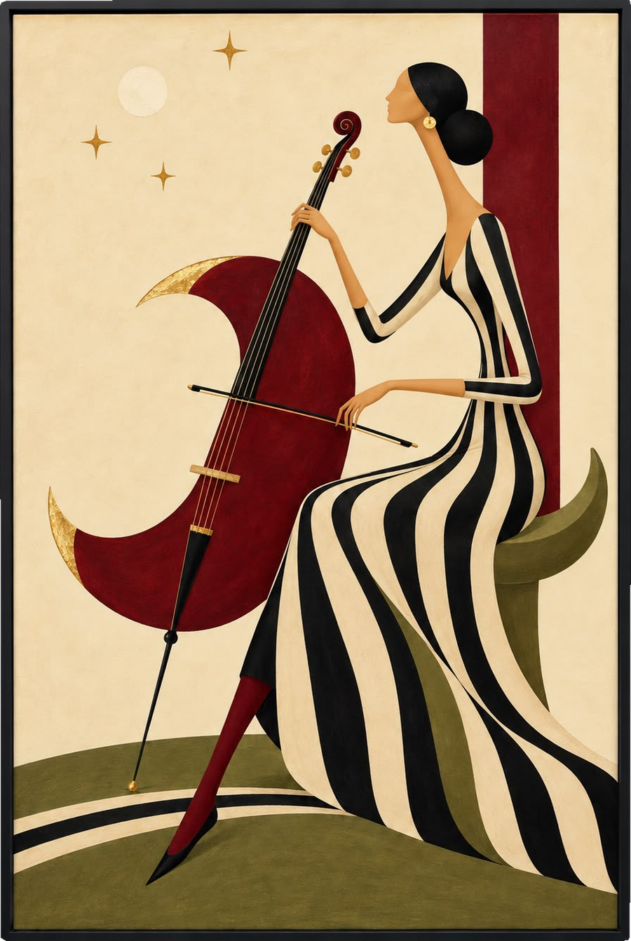 Moon Song — Figurative Musical Wall Art Printed Canvas (60 × 90 cm)