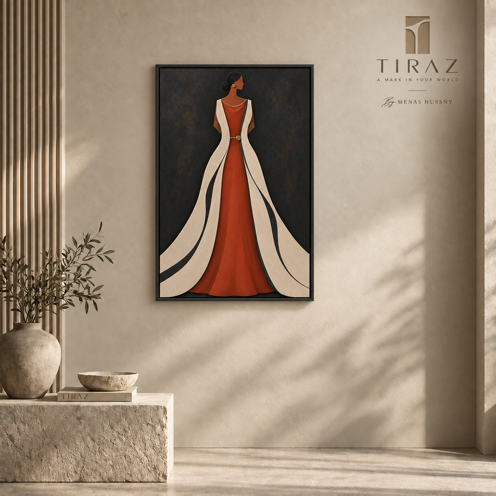 Elegant Abstract Woman in Red Dress Wall Art Frame – 60 × 90 cm