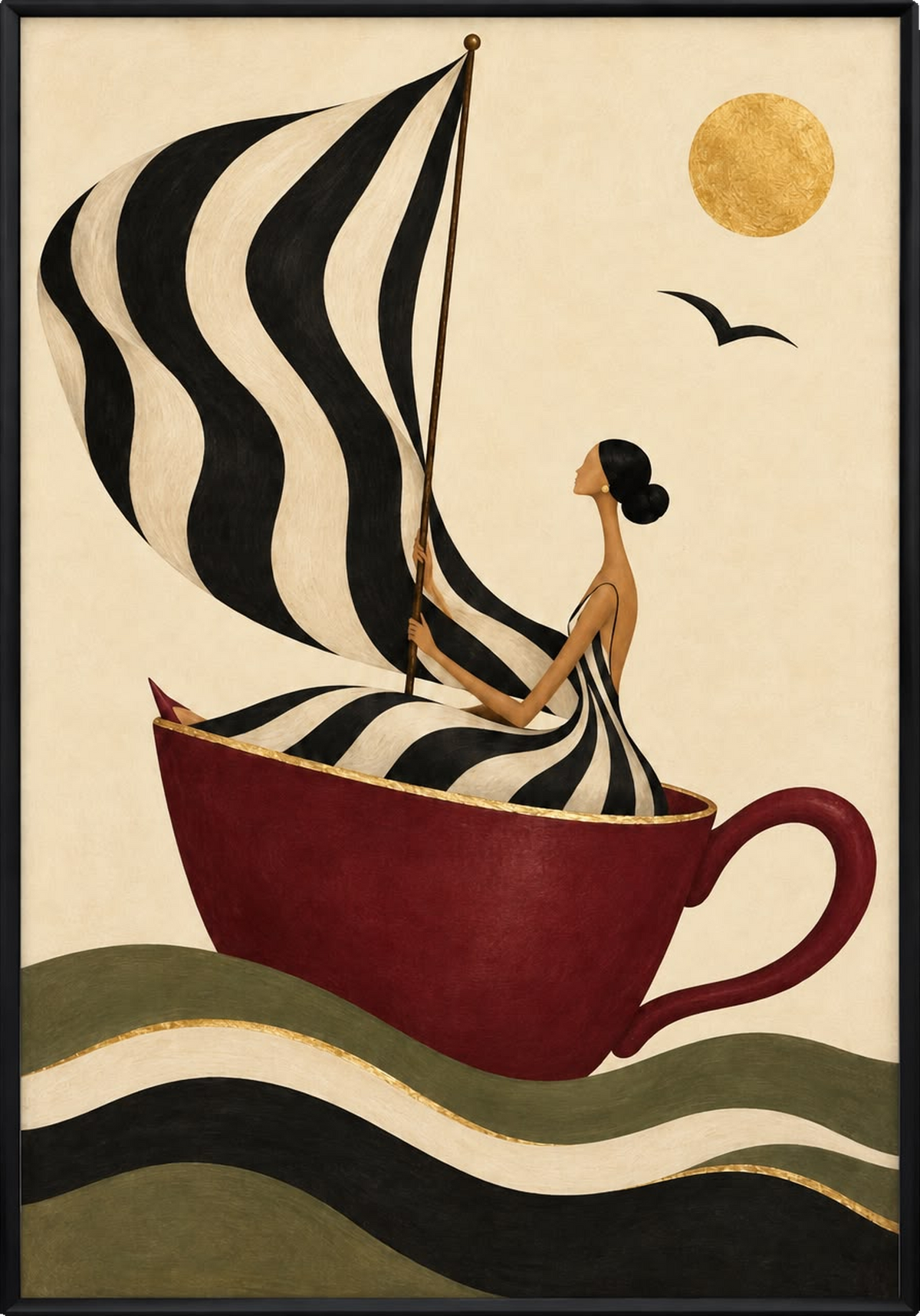 Voyage in a Teacup — Figurative Wall Art Printed Canvas (60 × 90 cm)