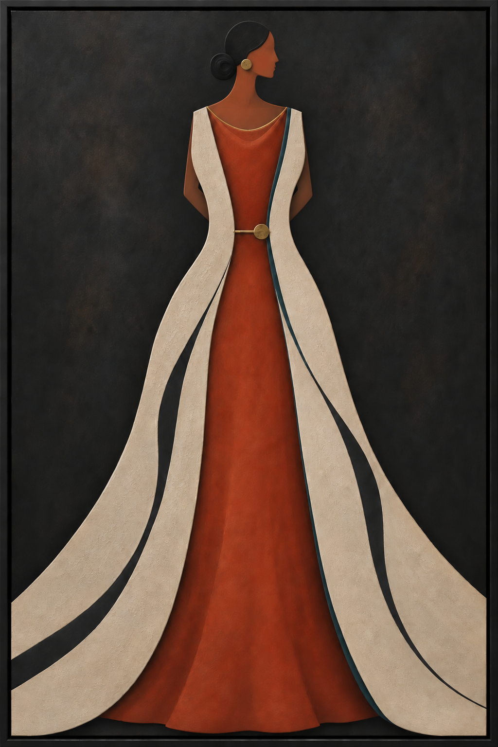 Elegant Abstract Woman in Red Dress Wall Art Frame – 60 × 90 cm