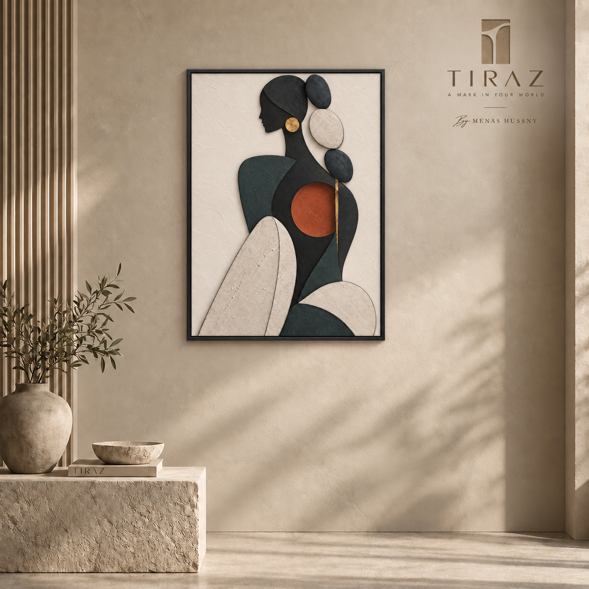 Textured Abstract Woman Wall Art Frame – 60 × 90 cm