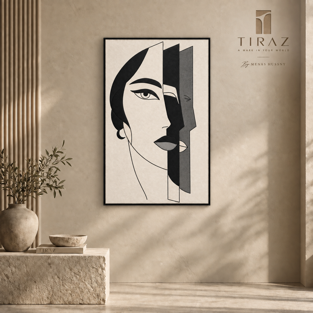Modern Abstract Woman Face Wall Art Frame – 60 × 90 cm