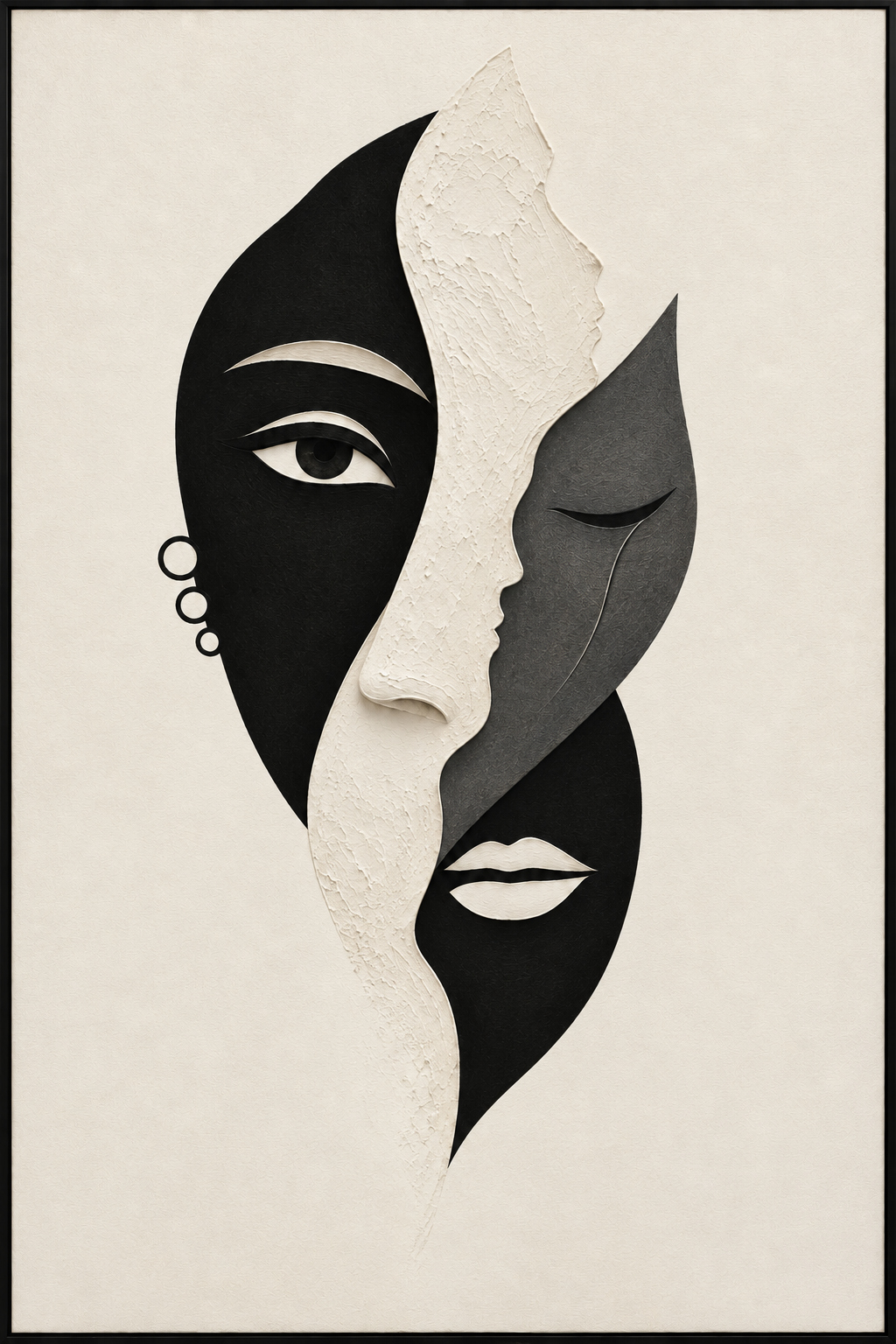 Abstract Three Faces Wall Art Frame – 60 × 90 cm