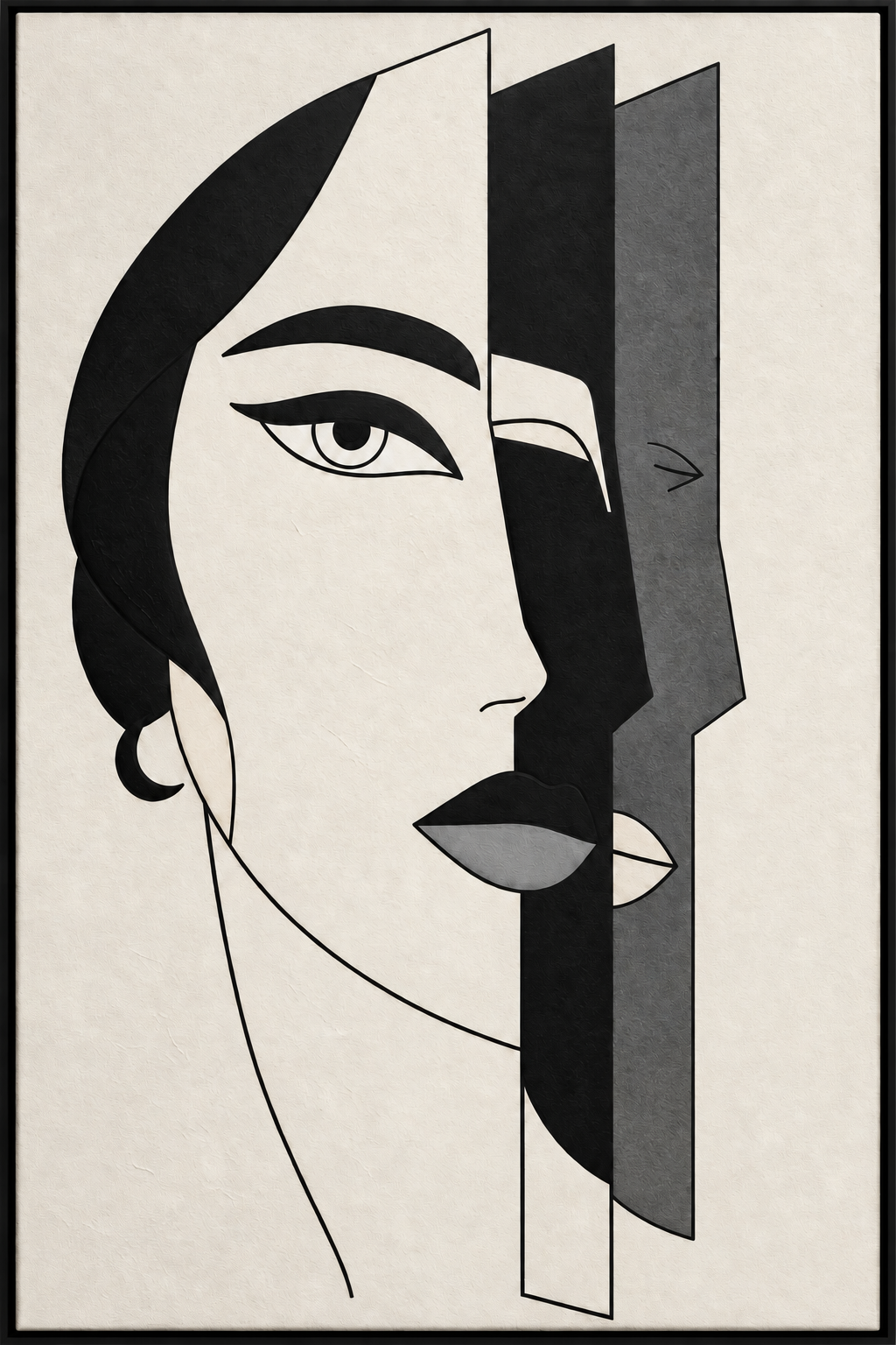 Modern Abstract Woman Face Wall Art Frame – 60 × 90 cm