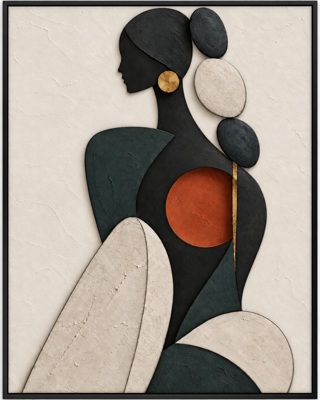 Textured Abstract Woman Wall Art Frame – 60 × 90 cm