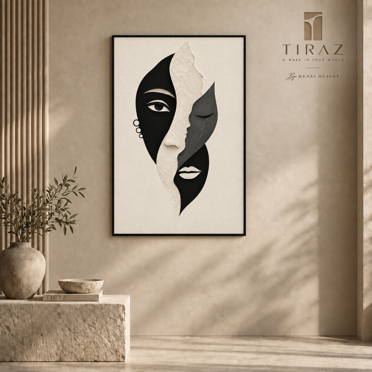 Abstract Three Faces Wall Art Frame – 60 × 90 cm