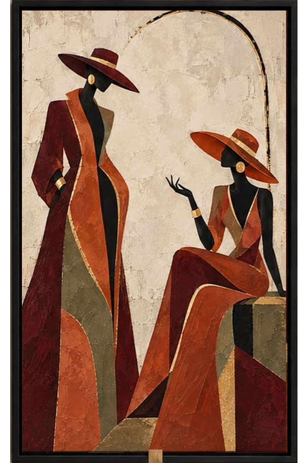 Afternoon Conversation — Abstract Figurative Wall Art Printed Canvas (60 × 90 cm)