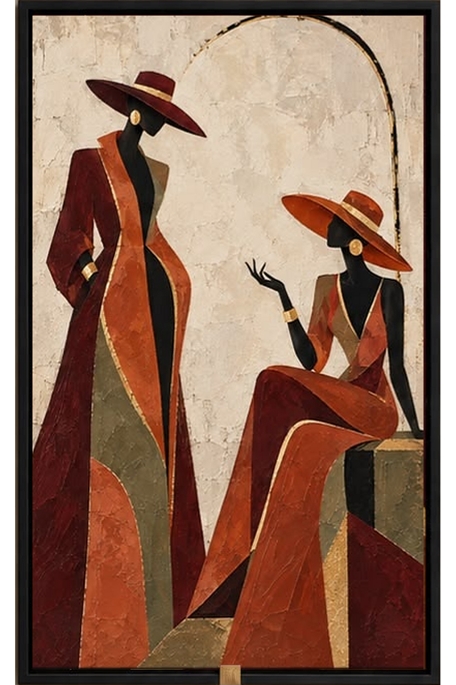 Afternoon Conversation — Abstract Figurative Wall Art Printed Canvas (60 × 90 cm)