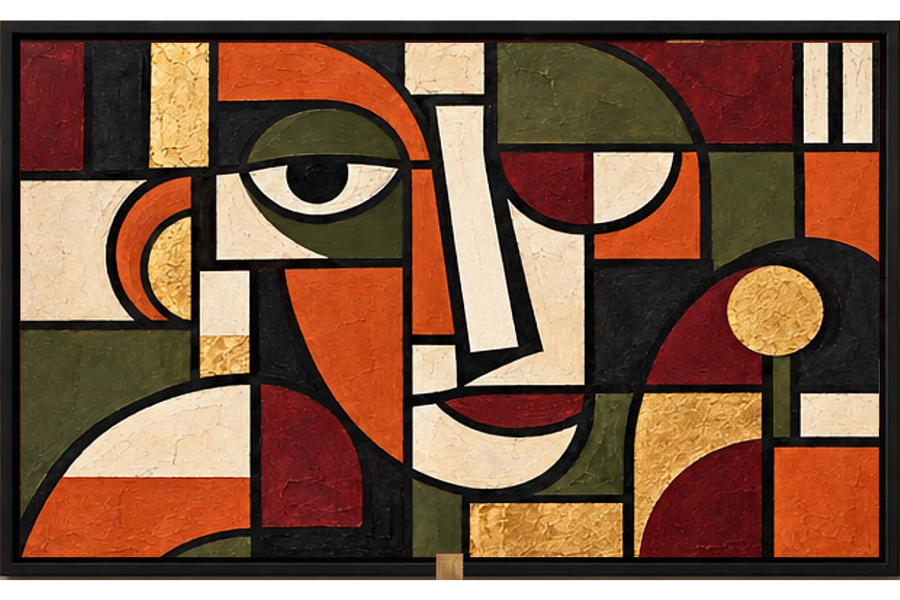 Fragments of Thought — Geometric Abstract Portrait Wall Art Printed Canvas (150 × 100 cm)