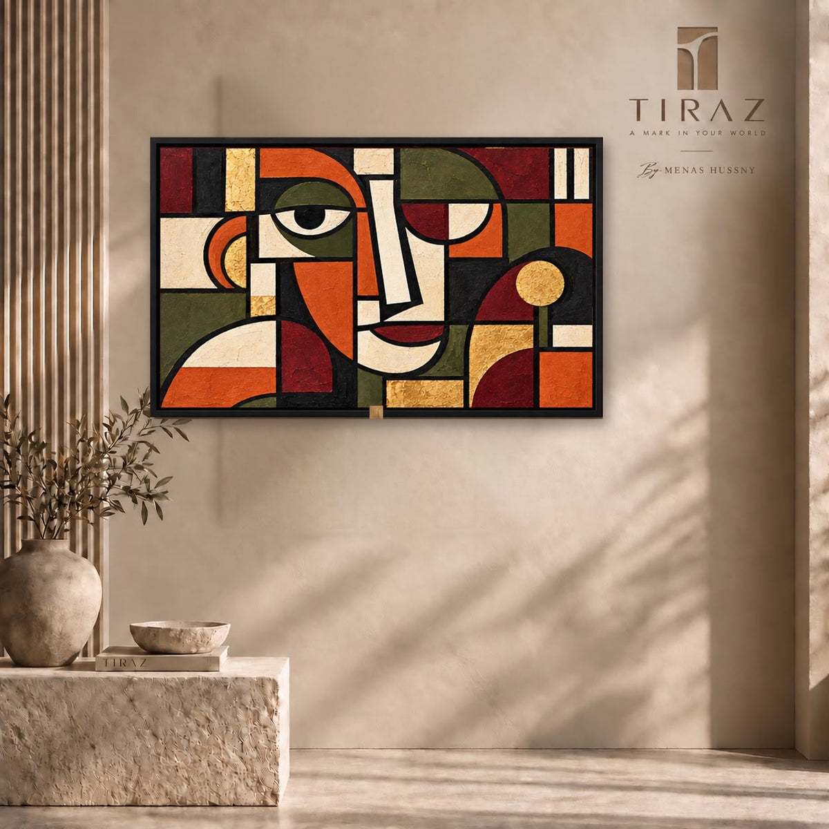 Fragments of Thought — Geometric Abstract Portrait Wall Art Printed Canvas (150 × 100 cm)