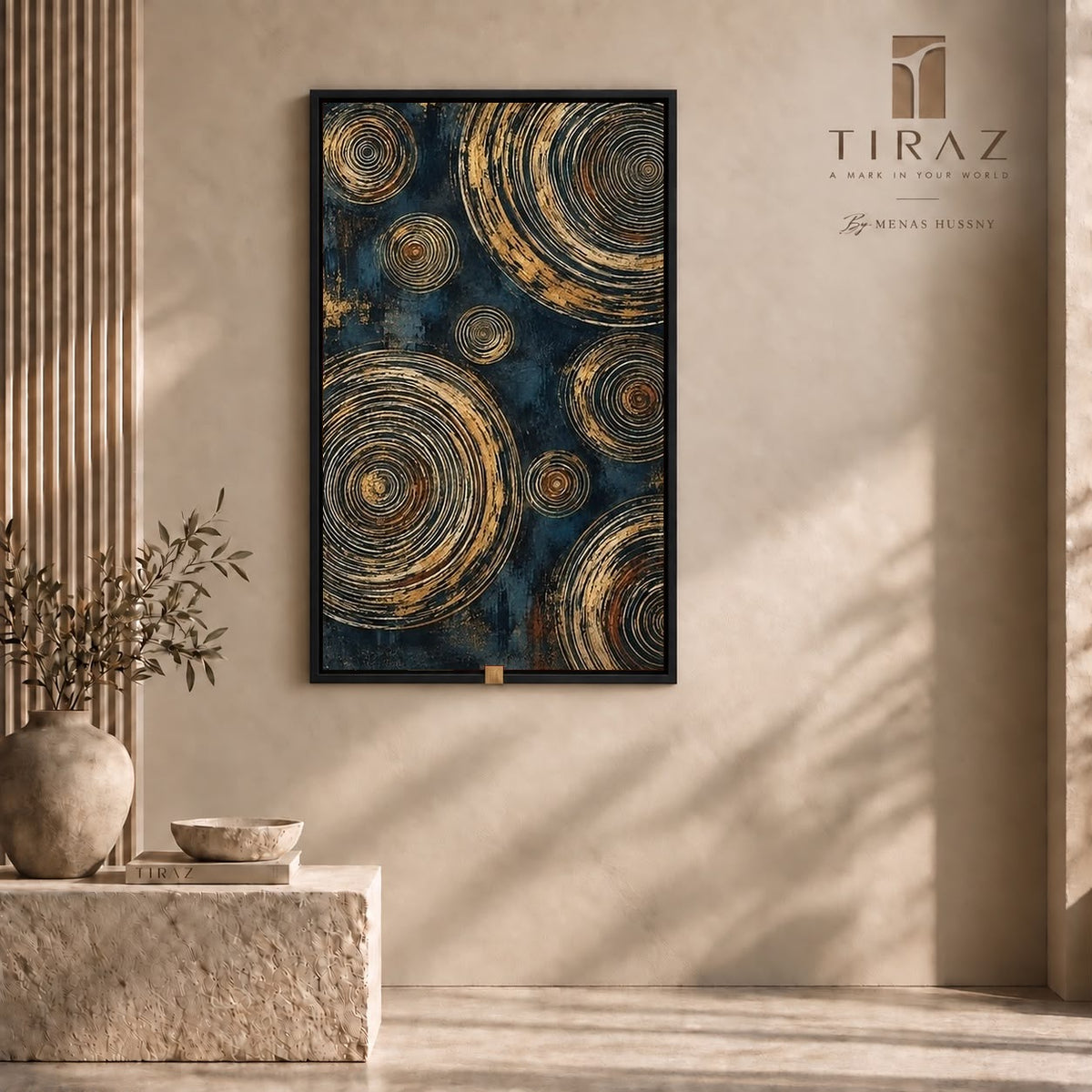 Golden Ripples — Textured Abstract Wall Art Printed Canvas (60 × 90 cm)