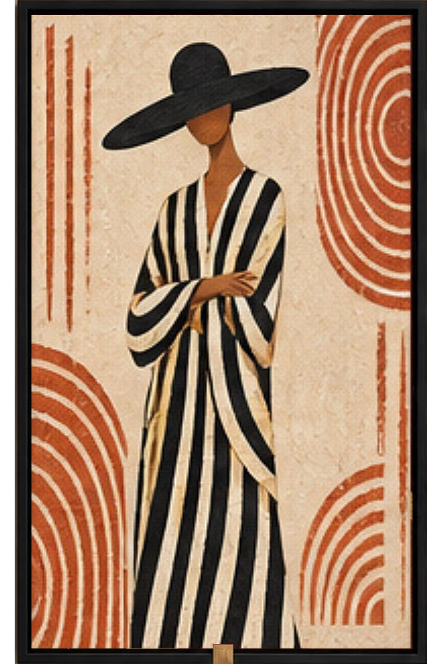 Lady in Stripes — Abstract Figurative Wall Art Printed Canvas (60 × 90 cm)