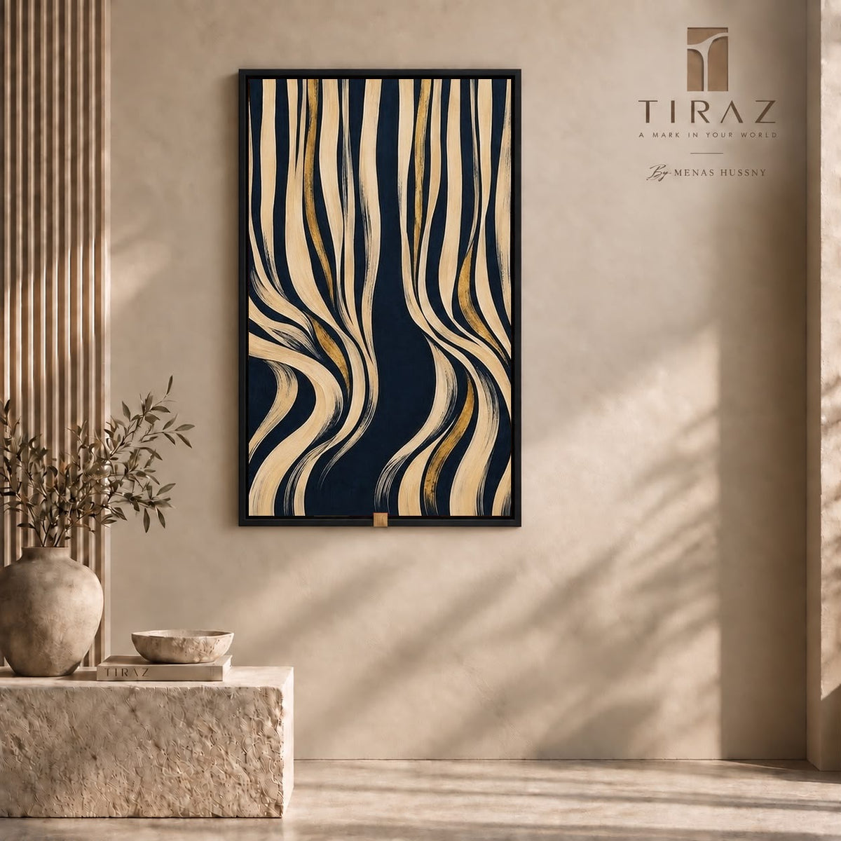 Midnight Currents — Abstract Wall Art Printed Canvas (60 × 90 cm)