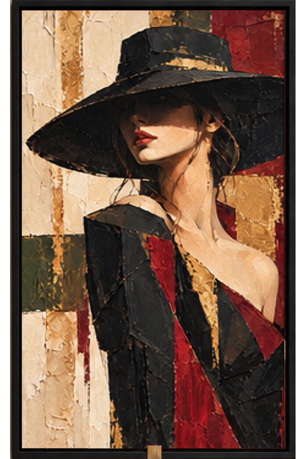 Shadow & Crimson — Textured Portrait Wall Art Printed Canvas (60 × 90 cm)