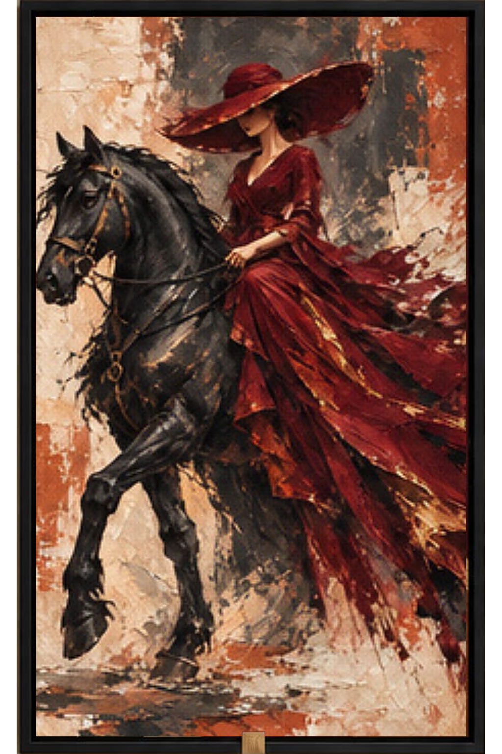 The Crimson Rider — Textured Figurative Wall Art Printed Canvas (60 × 90 cm)