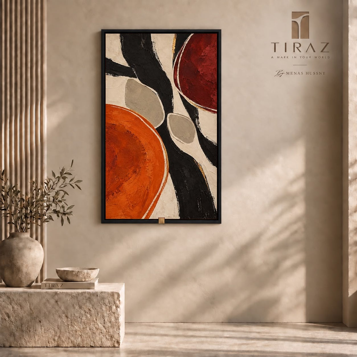 The Ember Current — Textured Abstract Wall Art Printed Canvas (60 × 90 cm)