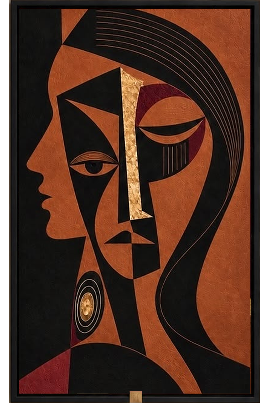 The Sienna Profile — Geometric Abstract Portrait Wall Art Printed Canvas (60 × 90 cm)