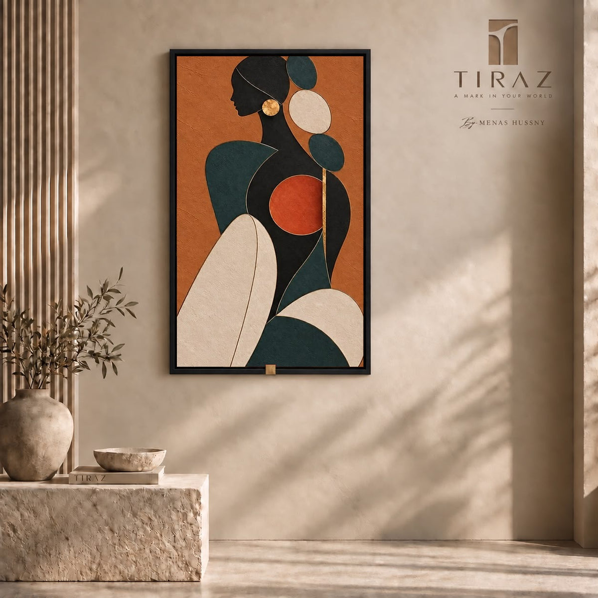 The Teal Reverie — Abstract Figurative Wall Art Printed Canvas (60 × 90 cm)