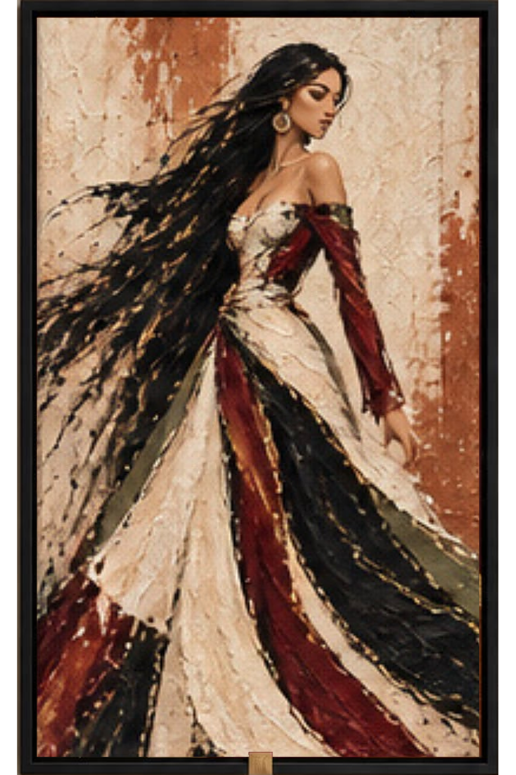 The Windswept Gown — Textured Figurative Wall Art Printed Canvas (60 × 90 cm)