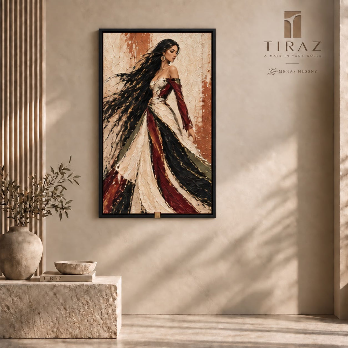 The Windswept Gown — Textured Figurative Wall Art Printed Canvas (60 × 90 cm)