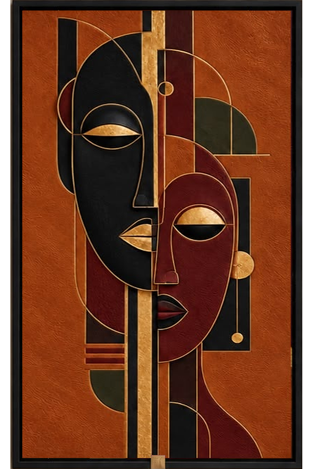 Twin Spirits — Abstract Mask Wall Art Printed Canvas (60 × 90 cm)