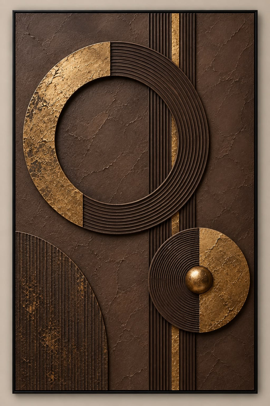 Modern Geometric Abstract Wall Art Frame – Printed Canvas – 60 × 90 cm
