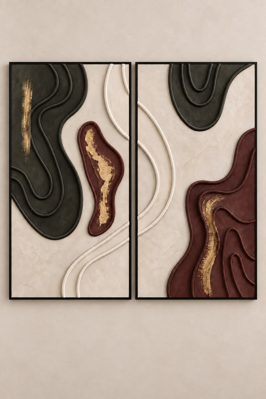 Modern Abstract Diptych Wall Art Set – 2 Pieces – Printed Canvas – 60 × 90 cm Each