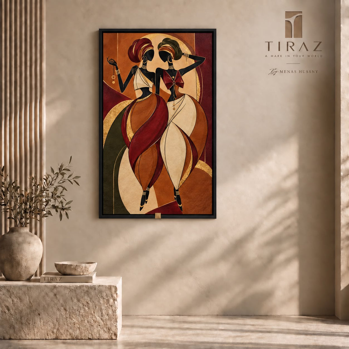 Sisters in Harmony — Abstract Figurative Wall Art Printed Canvas (60 × 90 cm)