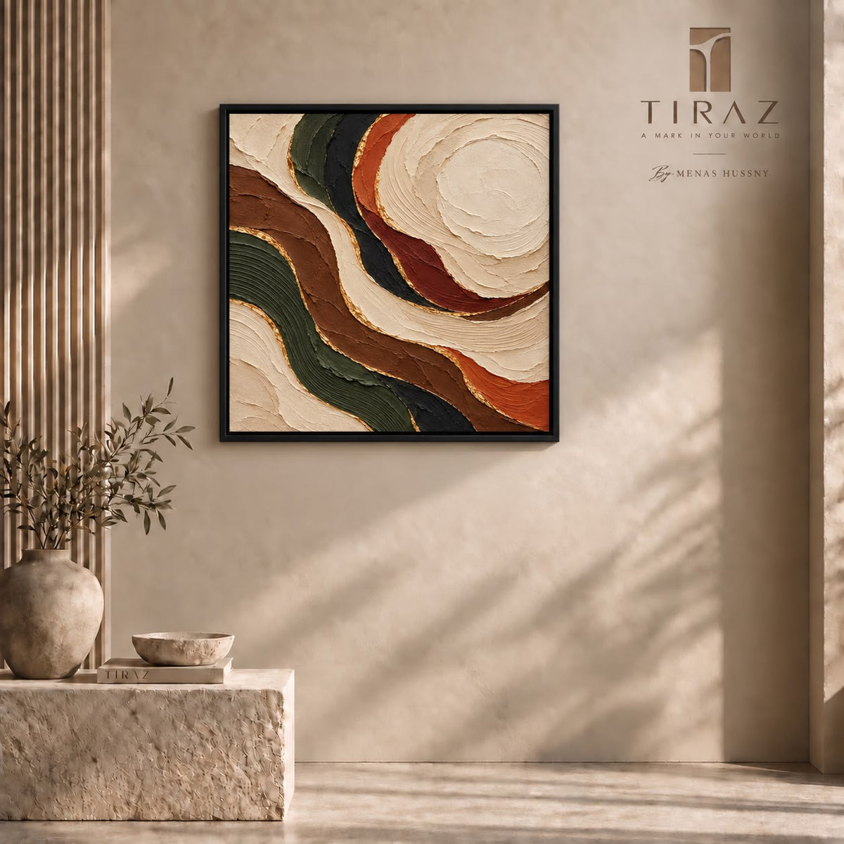 The Earthbound Flow — Textured Abstract Wall Art Printed Canvas (1 m X 1 m)