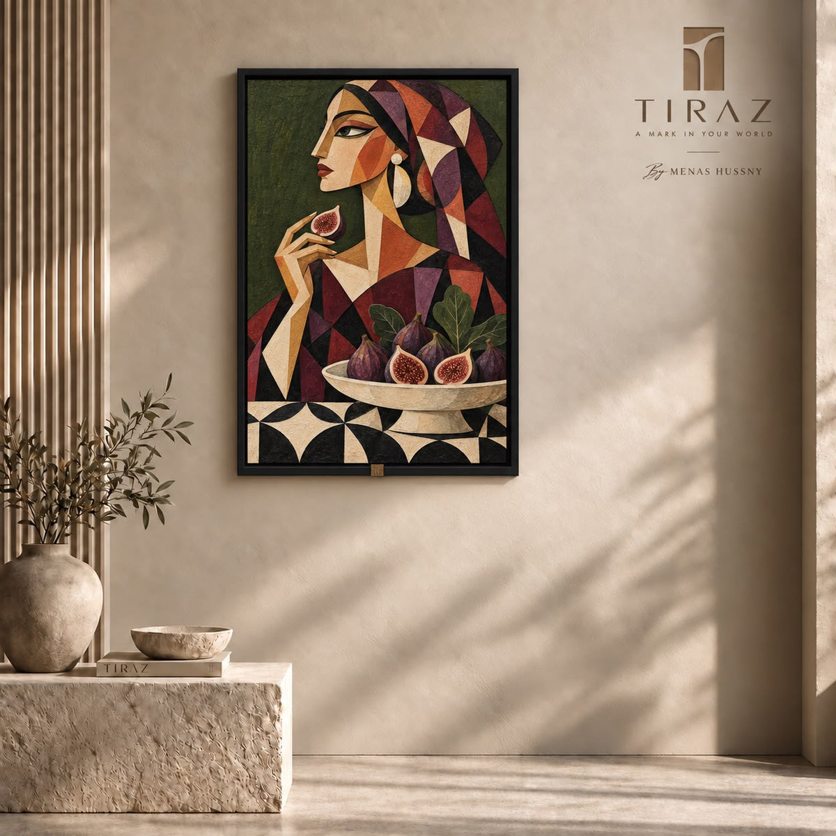 The Fig Muse — Abstract Portrait Wall Art Printed Canvas (60 × 90 cm)