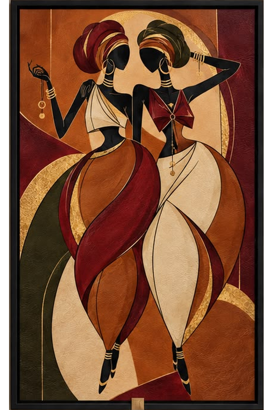 Sisters in Harmony — Abstract Figurative Wall Art Printed Canvas (60 × 90 cm)