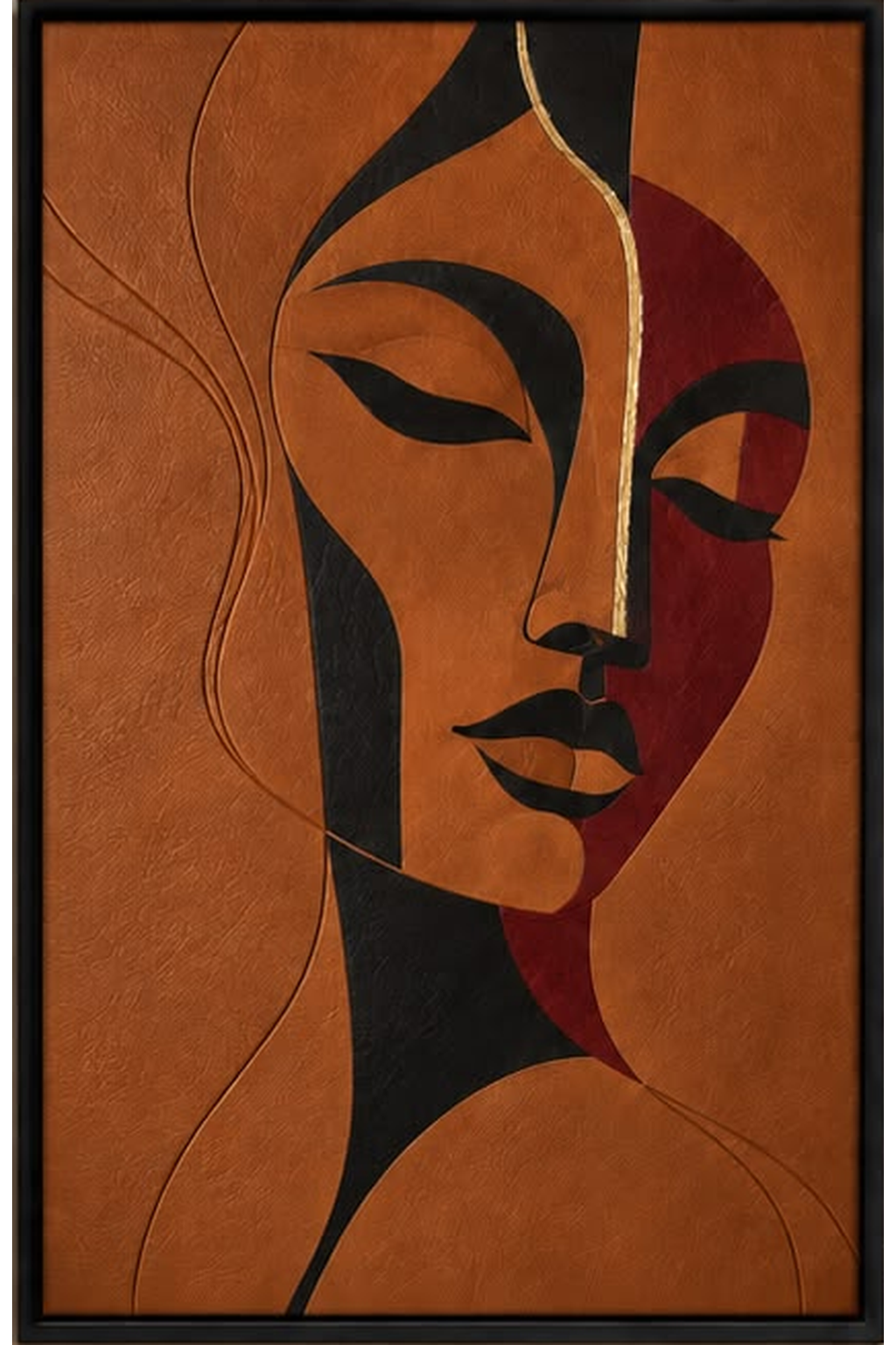 The Quiet Gaze — Abstract Portrait Wall Art Printed Canvas (60 × 90 cm)