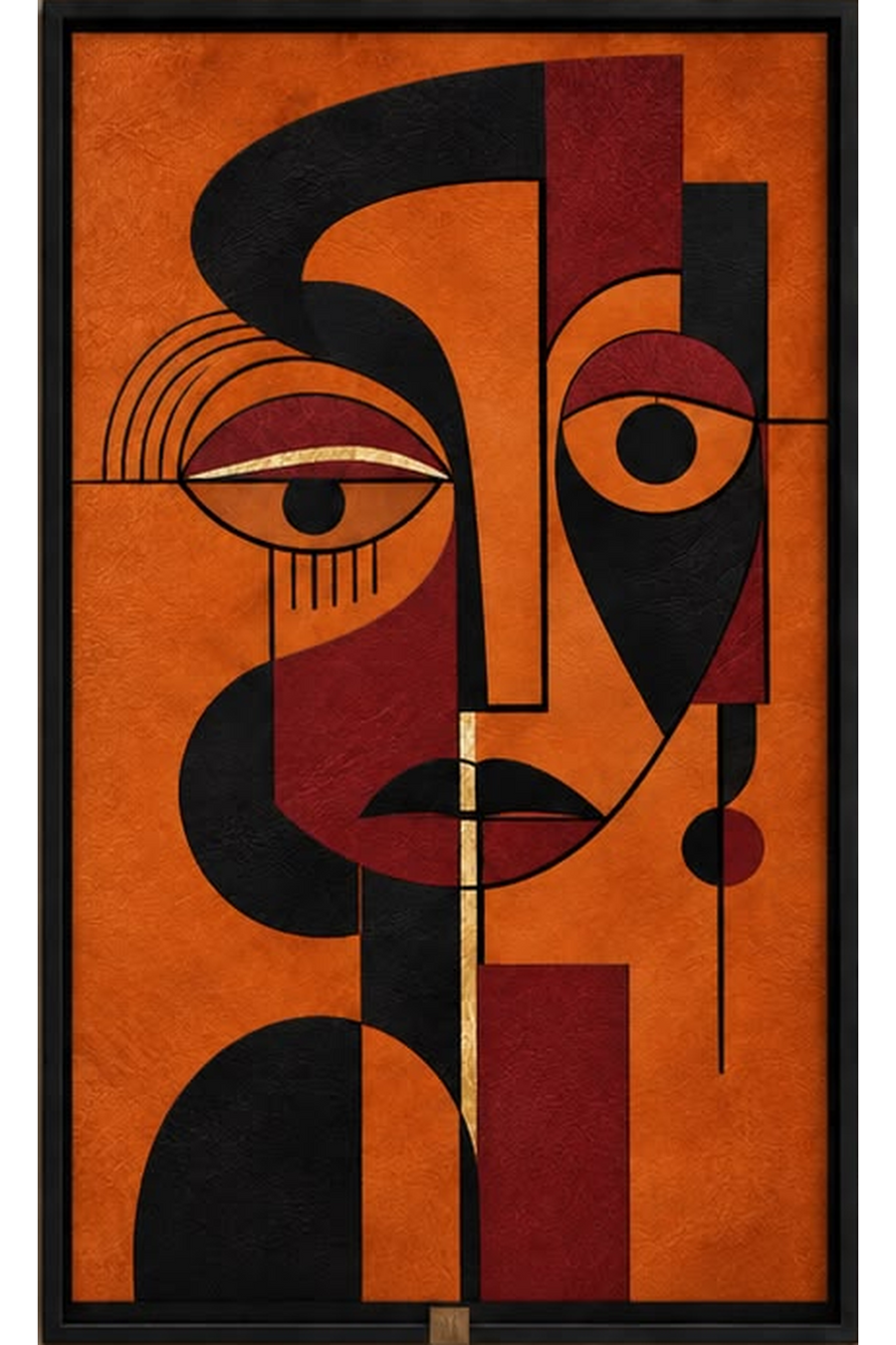 The Ember Gaze — Abstract Portrait Wall Art Printed Canvas (60 × 90 cm)
