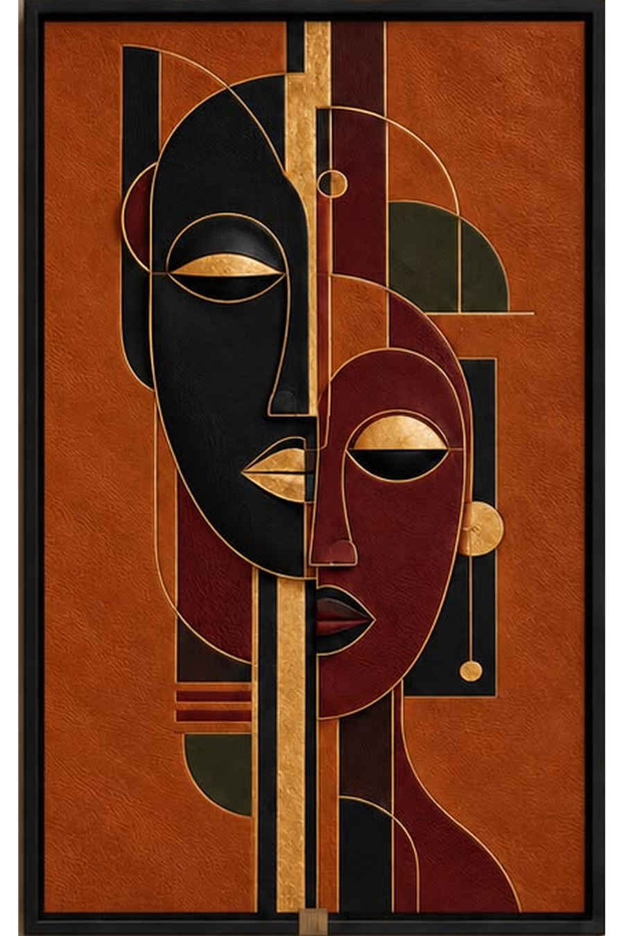 Duality in Gold — Abstract Portrait Wall Art Printed Canvas (60 × 90 cm)