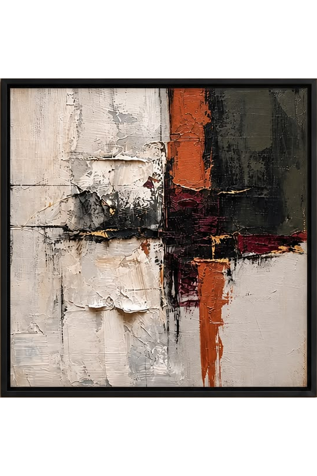 The Ember Contrast — Textured Abstract Wall Art Printed Canvas (1 m X 1m)
