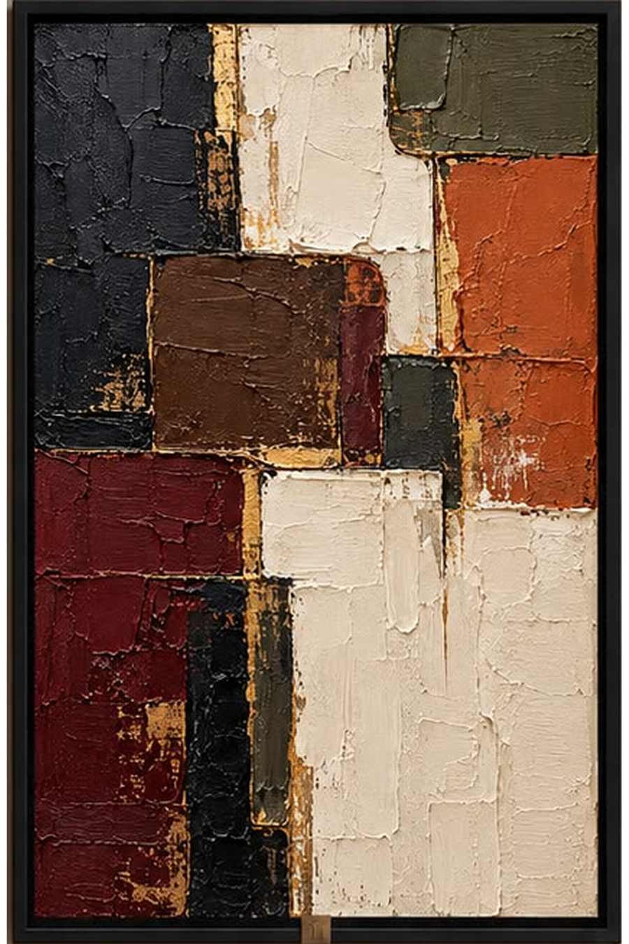 The Earthbound Blocks — Textured Abstract Wall Art Printed Canvas (60 × 90 cm)