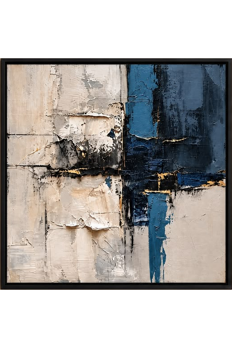 The Blue Horizon — Textured Abstract Wall Art Printed Canvas (60 × 90 cm)