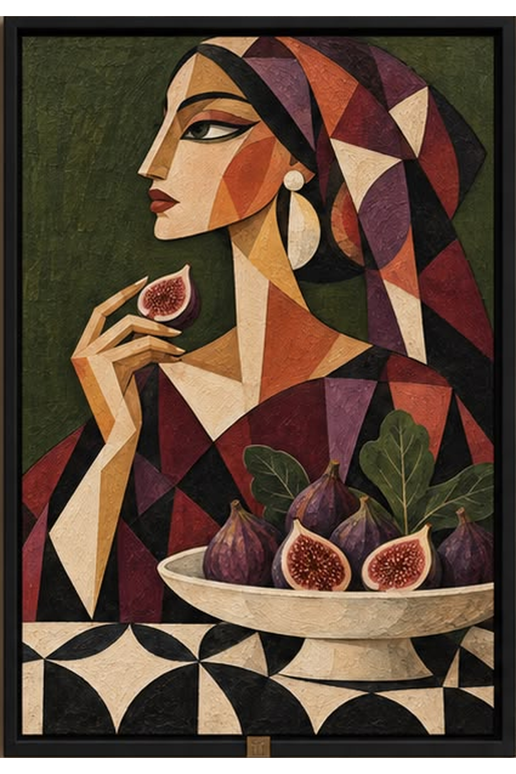 The Fig Muse — Abstract Portrait Wall Art Printed Canvas (60 × 90 cm)
