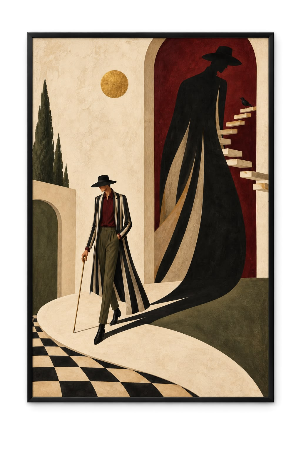 The Long Shadow — Figurative Wall Art Printed Canvas (60 × 90 cm)
