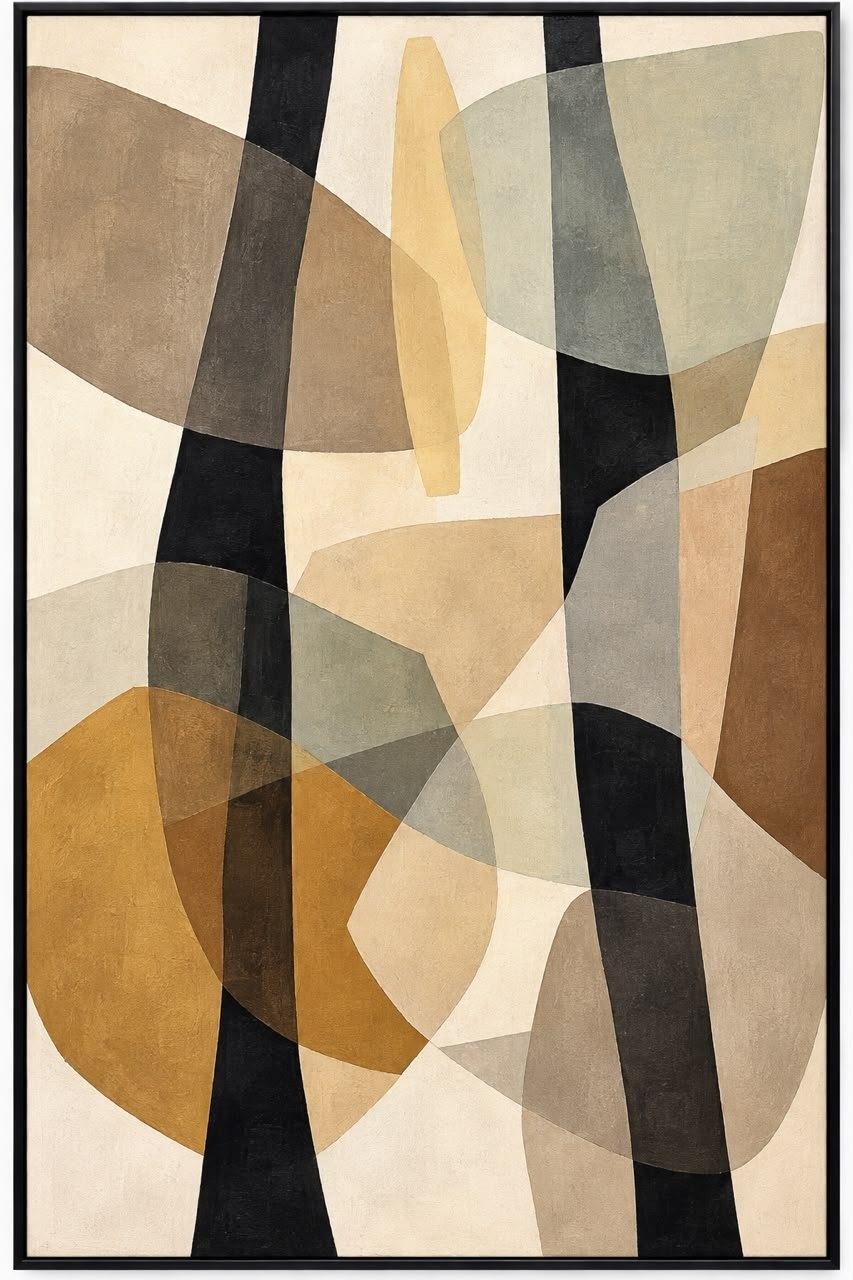 Amber Silhouettes — Abstract Wall Art Printed Canvas (60 × 90 cm)