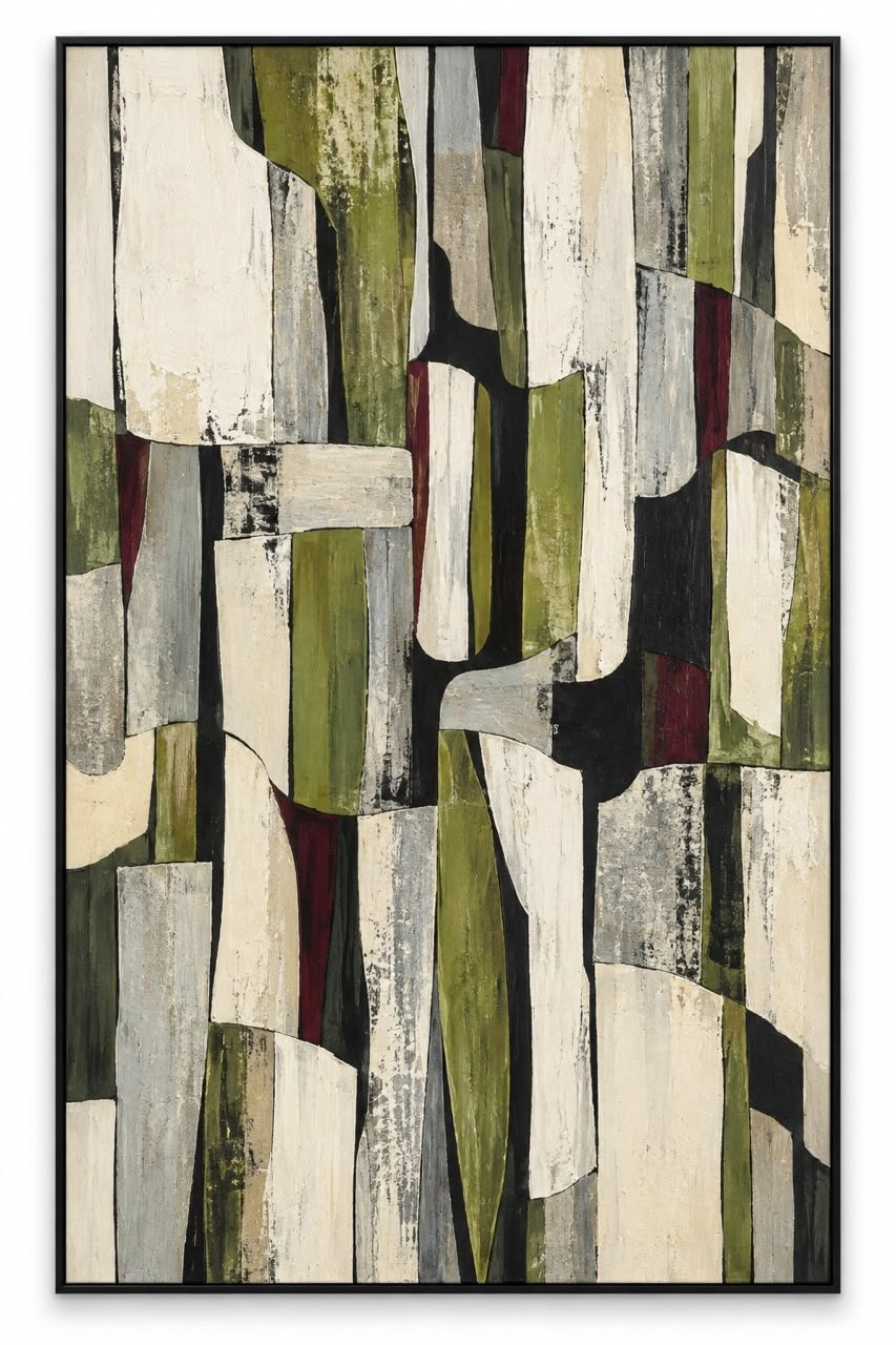 Forest Fragments — Textured Abstract Wall Art Printed Canvas (60 × 90 cm)