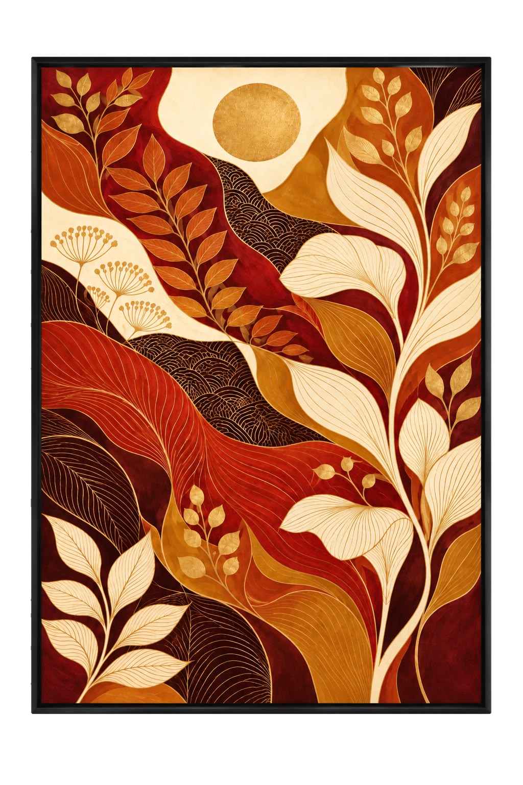Golden Harvest Leaves wall art, 60 × 90 cm