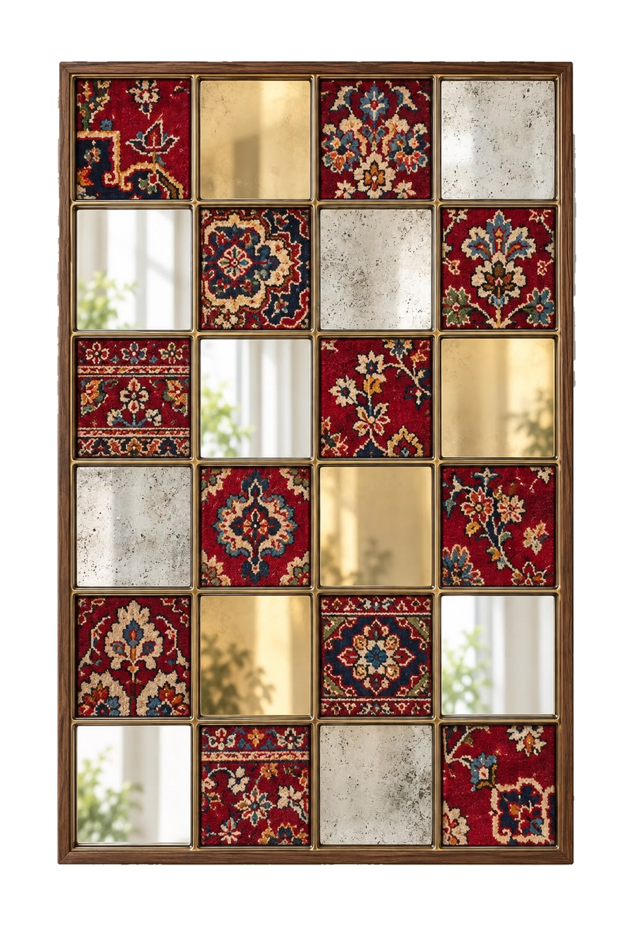 Heritage Mosaic — Mirror & Persian Rug Wall Art (60 × 90 cm)