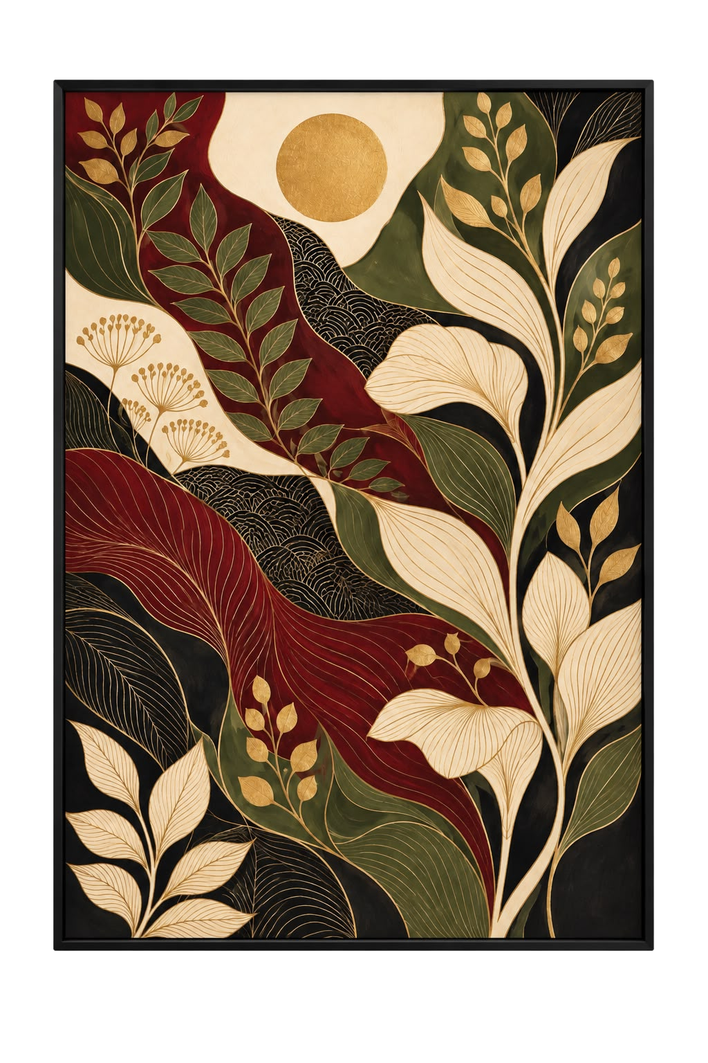 Olive Grove Leaves wall art, 60 × 90 cm