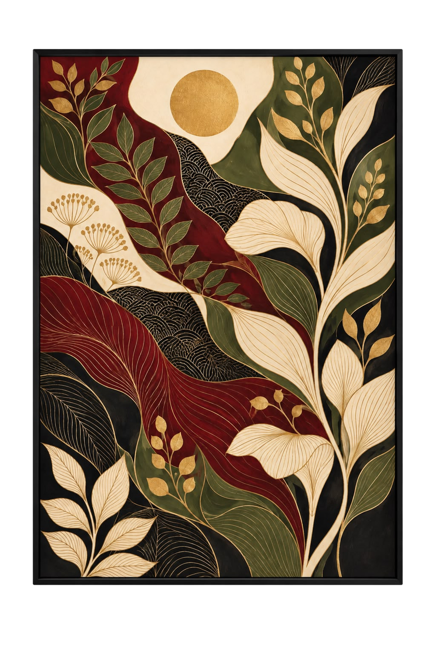 Olive Grove Leaves — Botanical Wall Art Printed Canvas (60 × 90 cm)